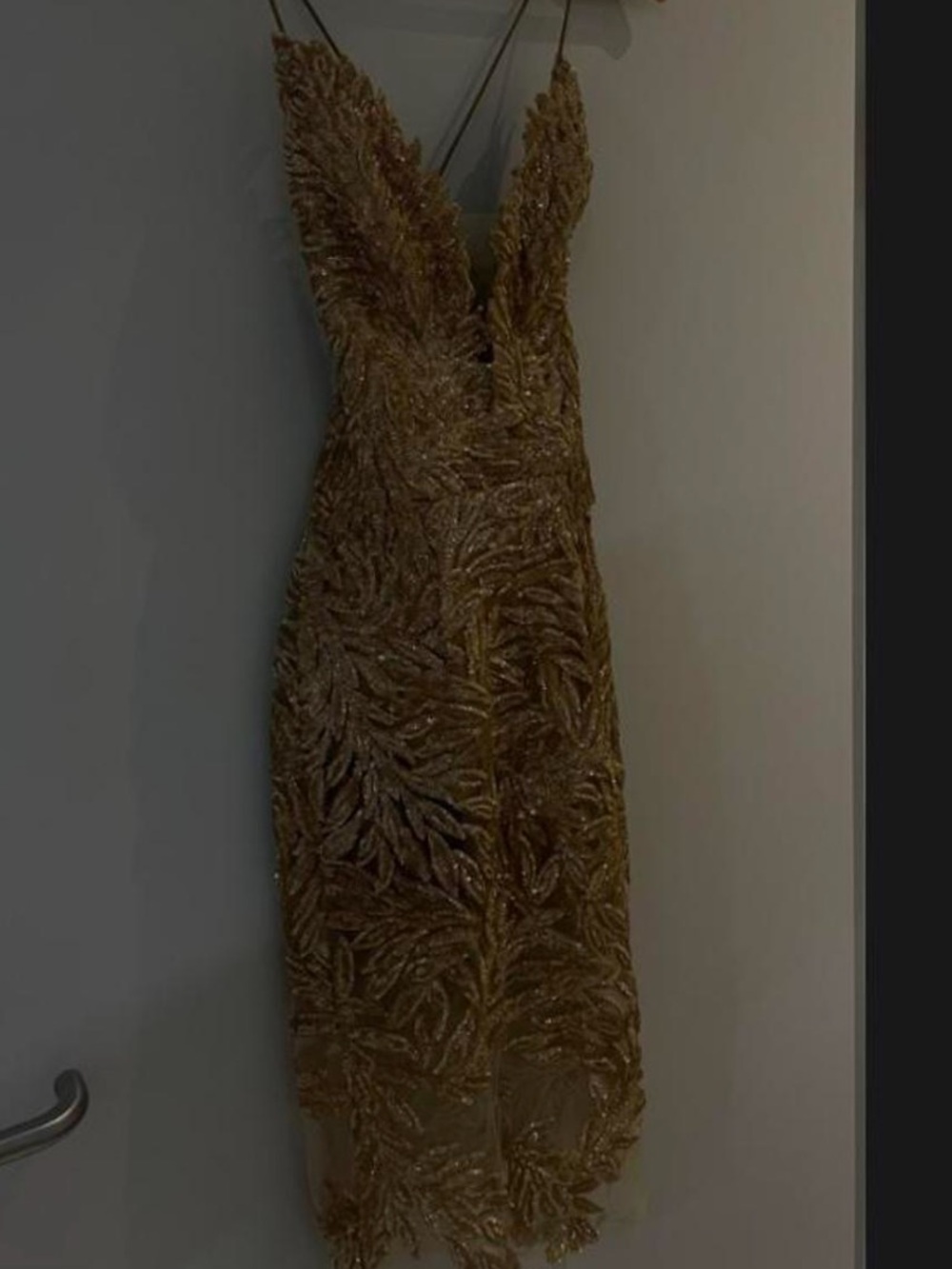 Nadine Merabi Gold Talia sequin embroidery dress in size XS 0 - Picture 7 of 8